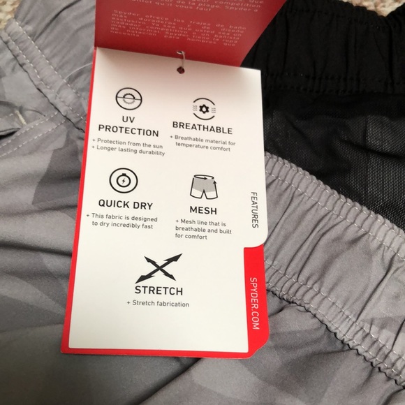 Spyder Mens Swim Trunk Shorts Gray Tristar size XXL - Picture 9 of 9